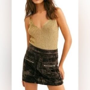 Free People Size 4 Dark Brown Dust to Dust Velvet Skirt